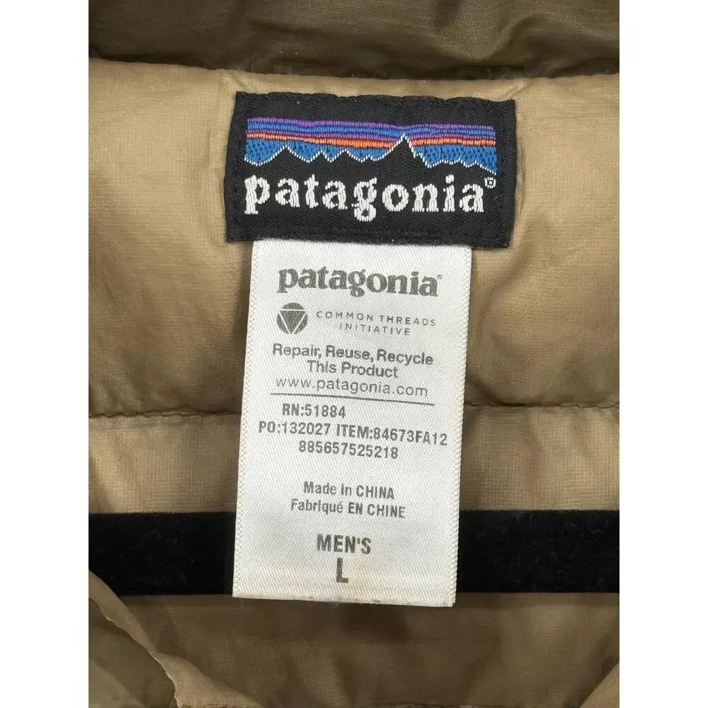 Patagonia Men Goose Down Quilted Puffer Jacket Olive Green Lg Style 84673FA12